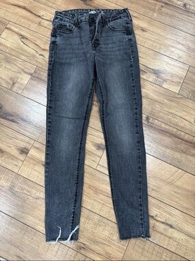 Old Navy Black Washed Skinny Jeans with Raw Hem